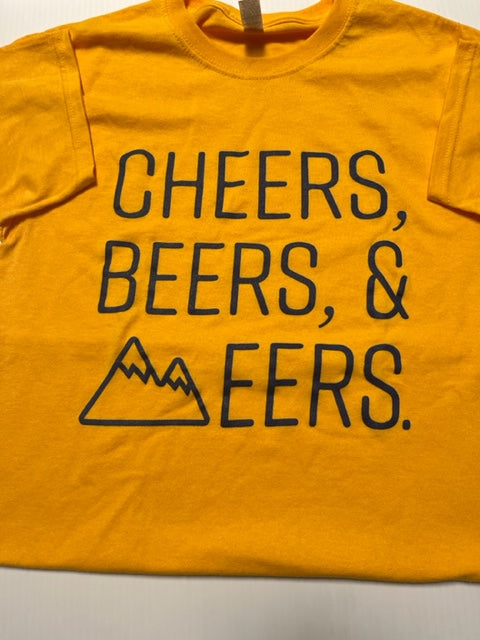 West Virginia Cheers, Beers &amp; EERS Unisex T-shirt Navy/Gold